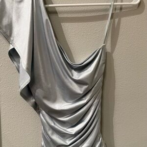 BCBG Elegant Silver Draped Dress
